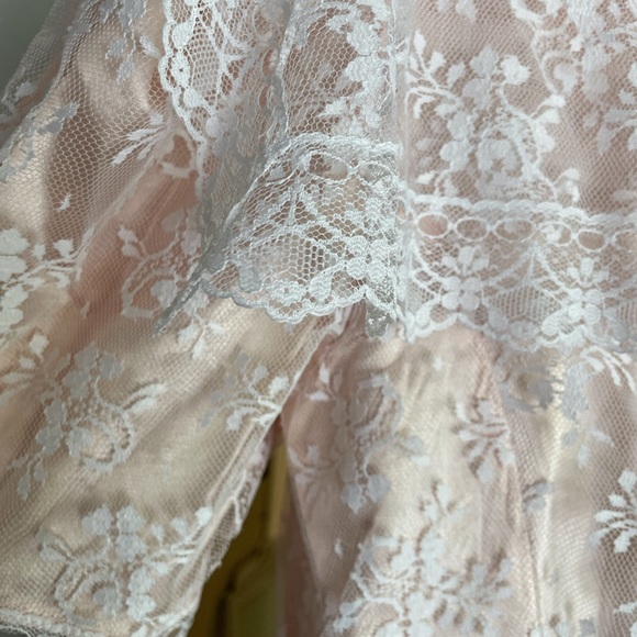 1980’s Gunne Sax Vintage Pink & Lace Dress Large - Picture 9 of 10